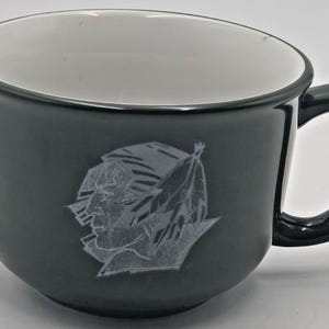 UND Fighting Sioux Discontinued Logo Oversized Green Ceramic Soup Mug Cup