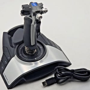 Vintage Saitek Cyborg Evo USB PC Flight Stick Joystick Adjustable Tested