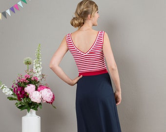 Maritime summer dress with V-neck- Paula