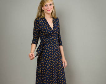 Wrap Dress, Nursing Dress "Diana" in blue-red