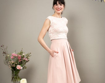 Bridal skirt with pockets and pleats in old pink - Valerie