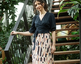 Flowing midi skirt in our Mosaic Blush pattern- Amsterdam