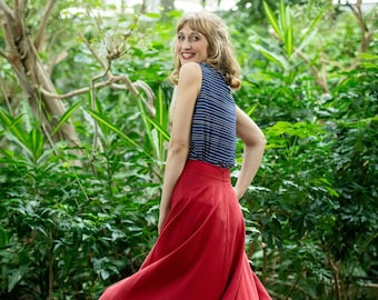 Swinging midi skirt in red - JOY