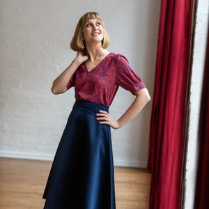 Festive A-line skirt in dark blue - Ronja