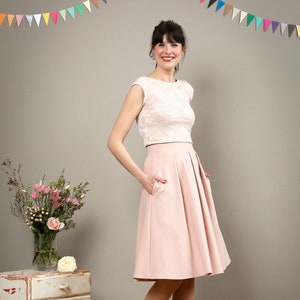 Bridal skirt with pockets and pleats in old pink - Valerie