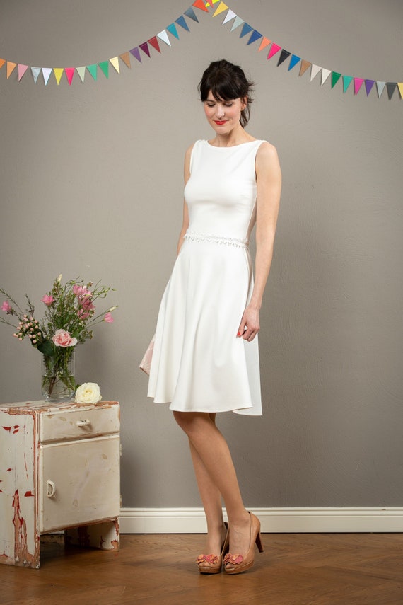 Short Simple Wedding Dress Tiffany With Back Etsy