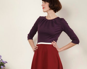 Dress "Elisa", with a round skirt and little falts three different colours