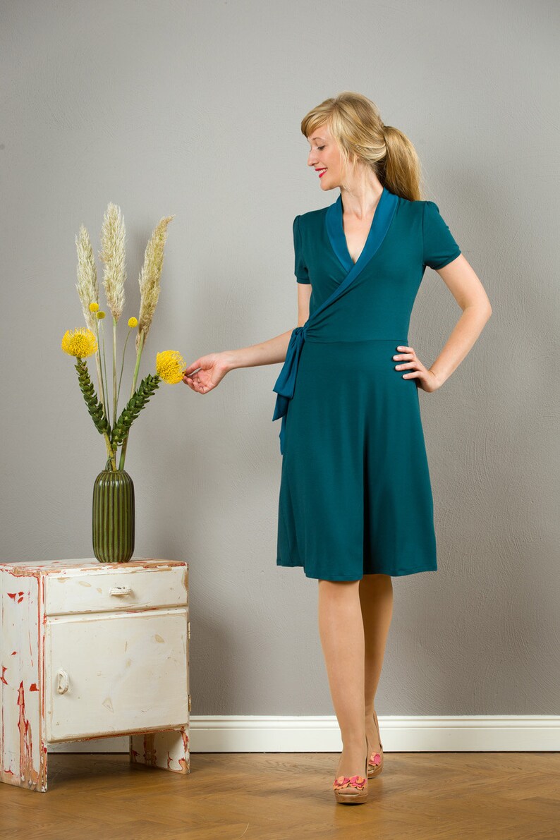 Wrap Dress, Nursing Dress diana in Bluegreen Etsy