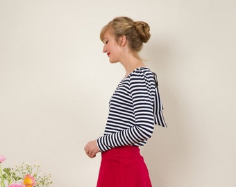 Maritime Bluse mit Rückenschleife - Mia