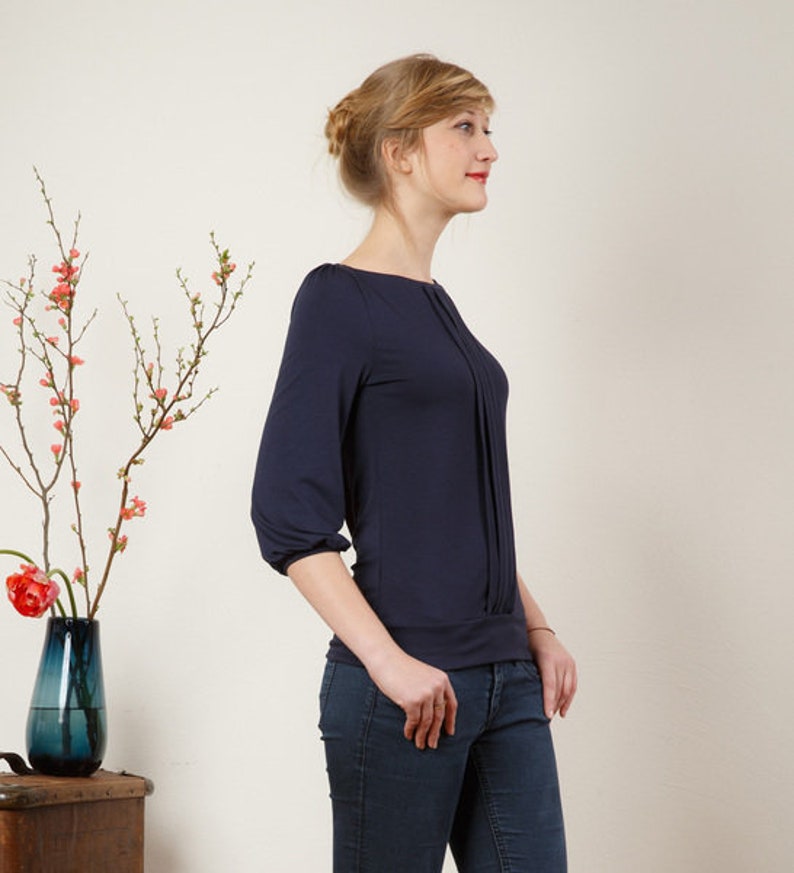 Shirt Melody with pleated front in dark blue