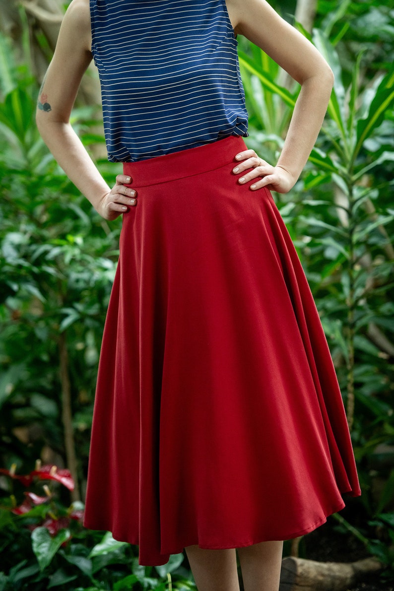 Swinging midi skirt in red JOY image 6