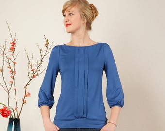 Shirt "Melody" with pleated front in blue