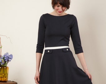 Dress "Elisa", with a round skirt in dark blue