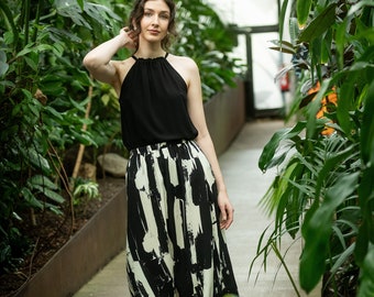 Flowing midi skirt in our Kyoto Nights pattern - Amsterdam