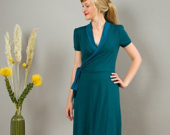 Wrap Dress, Nursing Dress "Diana" in blue-green