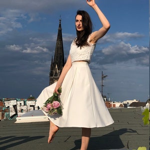 Midi bridal skirt with pockets - Livia