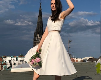 Midi bridal skirt with pockets - Livia