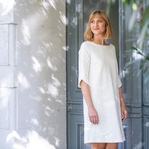 Short, simple A-line wedding dress - Charlotta