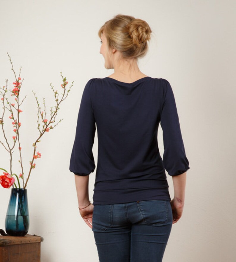 Shirt Melody with pleated front in dark blue