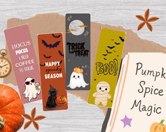 Cute Halloween Printable Bookmarks Set of 4 | Spooky Reading Accessories for Kids & Book Lovers