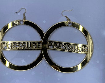 Gold Mirror Acrylic Hoop Earrings | "PRESSURE" Statement Jewelry