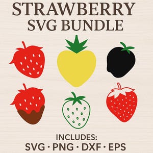 Strawberry SVG Bundle | Chocolate Covered, Fruit Clipart (Digital Download)