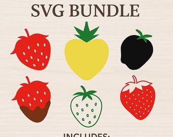 Strawberry SVG Bundle | Chocolate Covered, Fruit Clipart (Digital Download)