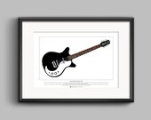 Jimmy Page 39 s Danelectro 3021 Limited Edition Fine Art Print A3 size
