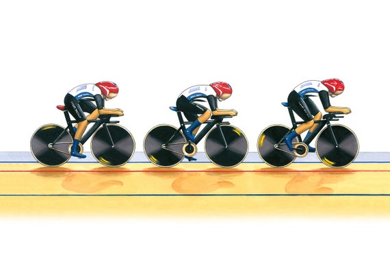Ltd Edition Fine Art Print A3 size Team GB Women/'s Cycling Pursuit Team 2012