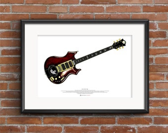 Guitarra de tigre de Jerry Garcia tamaño A2 del arte POSTER