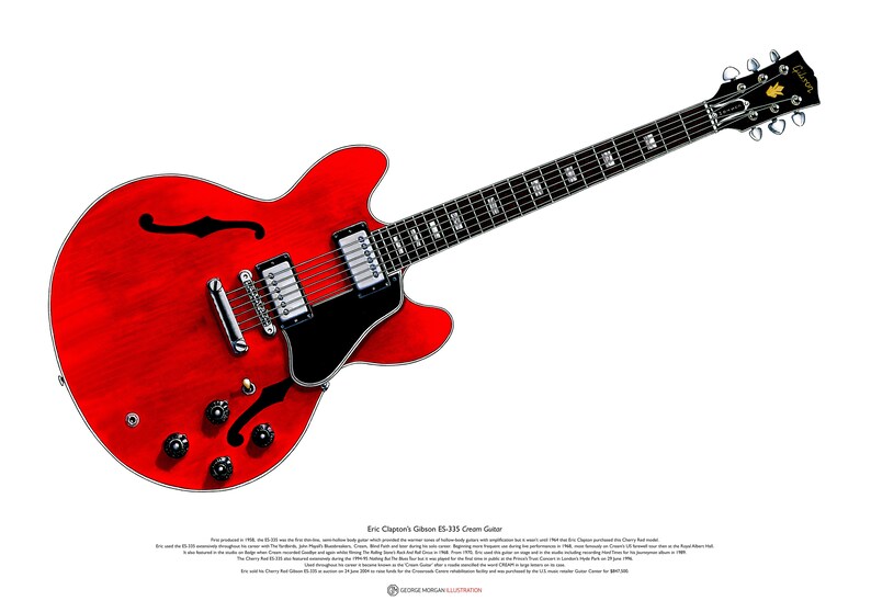 Eric Claptons Gibson ES335 Cream Guitar ART POSTER A2 Size Etsy