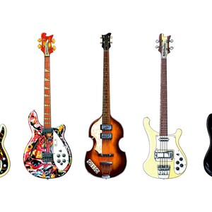 Bass Guitar Panorama Print. 7 Famous Bass Guitars image 1