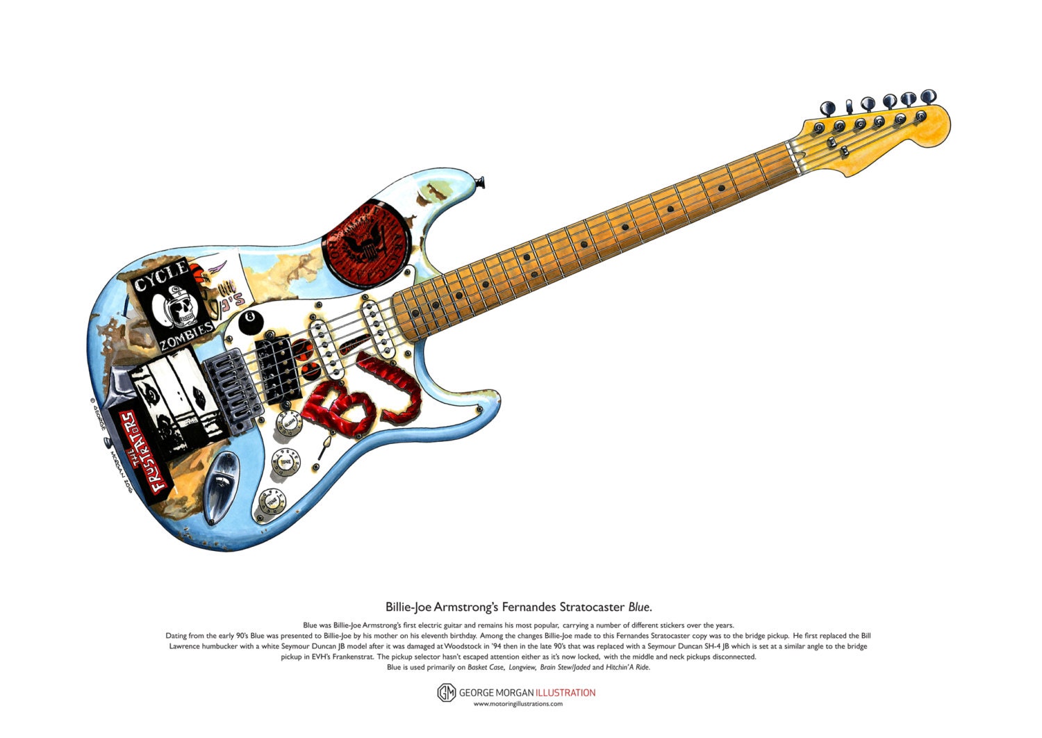 Billie Joe Armstrongs Fernandes Stratocaster Blue Etsy