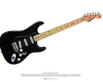 David Gilmour’s Black Stratocaster ART POSTER A2 size