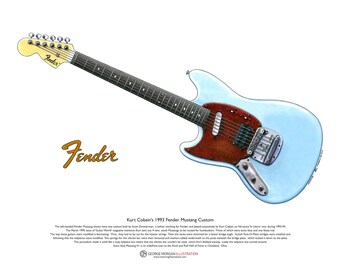 Kurt Cobain's Fender Mustang Custom ART POSTER A3 size