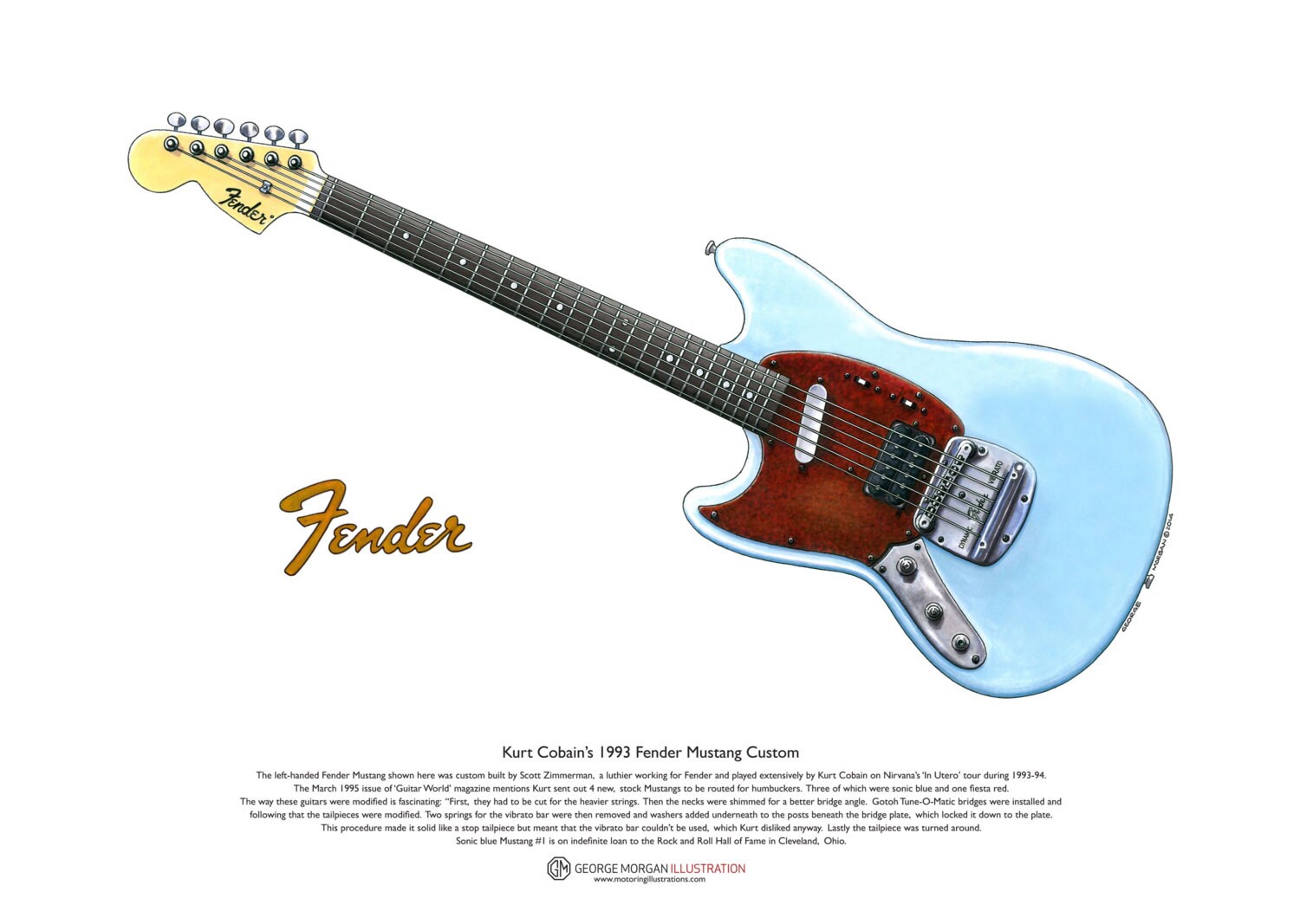 Kurt Cobain s Fender Mustang Custom ART POSTER A3 Size Etsy