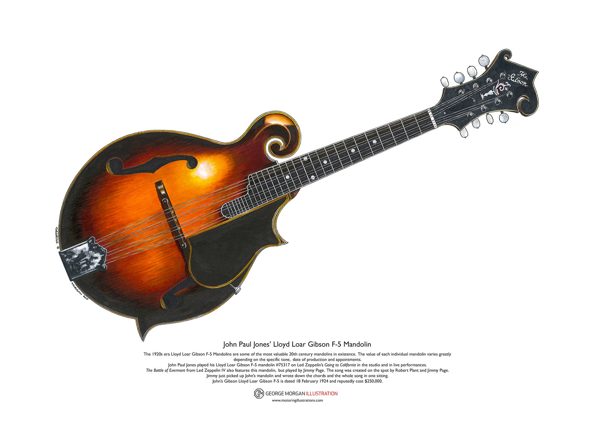 John Paul Jones Lloyd Loar Gibson F5 Mandolin ART POSTER A3 Etsy
