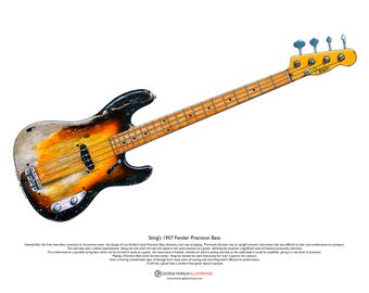 Sting’s 1957 Fender Precision Bass ART POSTER A3 size