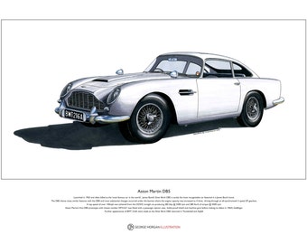 Aston Martin DB5 Limited Edition Fine Art Print A3 size