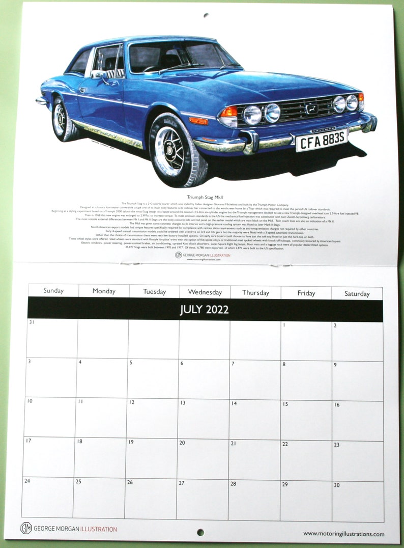 Illustration Classic British Cars Calendar 2022 Etsy