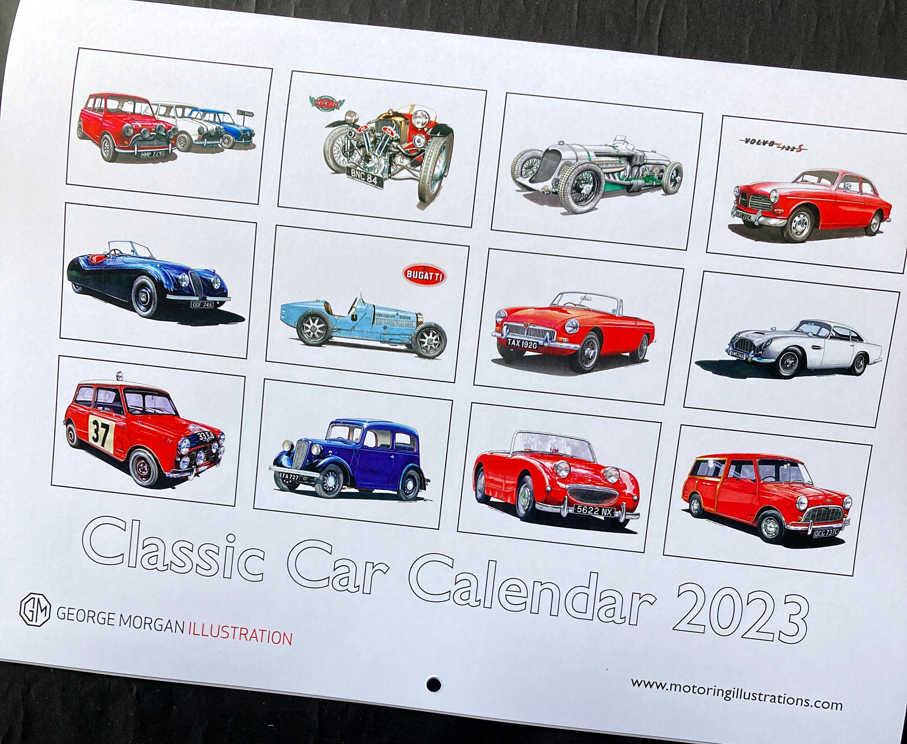 george-morgan-illustration-classic-cars-calendar-2023-etsy