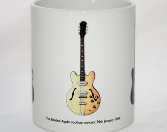 Guitar Mug. The Beatles Apple rooftop concert guitar illustrations