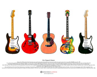 Eric Clapton’s Famous Guitars ART POSTER A3 size