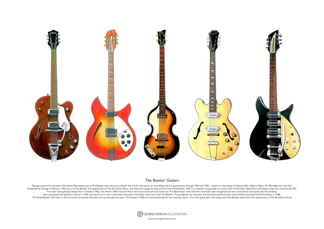 The Beatles Guitars ART POSTER A3 Size Etsy