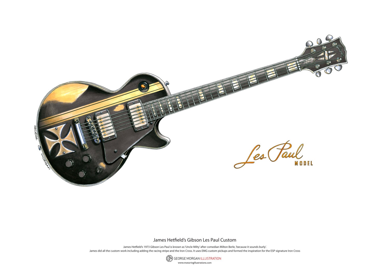 gidsel Peck rør James Hetfield's Gibson Les Paul Iron Cross ART POSTER A3 - Etsy