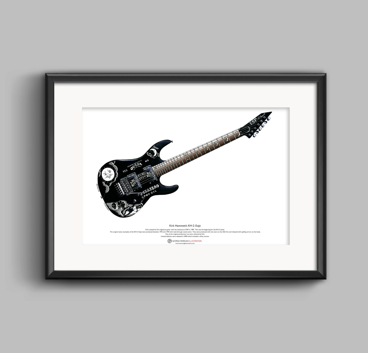Kirk Hammett S Esp Kh 2 Ouija Guitar Art Poster A3 Size Etsy