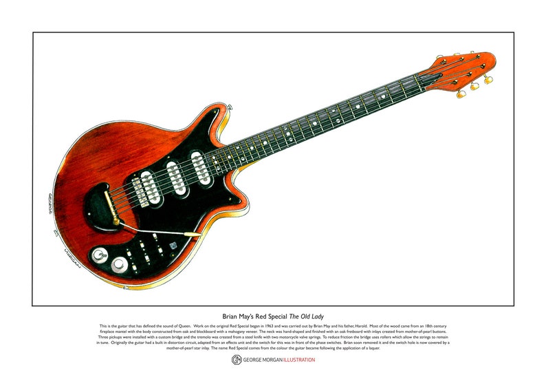 Brian May's Red Special Signed Limited Edition Fine Art Print A3 size image 2