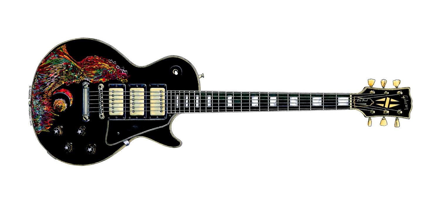Keith Richards Gibson Les Paul Custom Black Beauty Greeting Card DL size