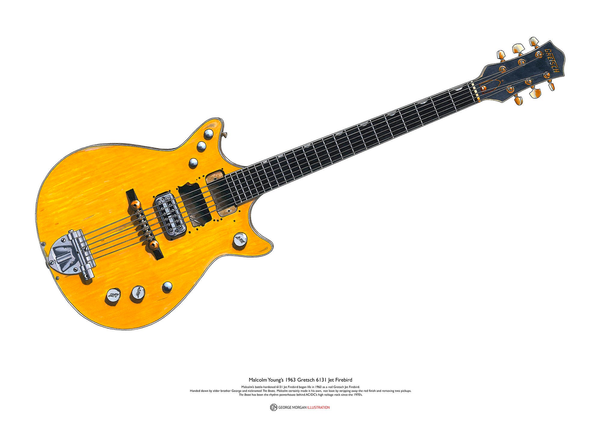 Malcolm Youngs 1963 Gretsch 6131 Jet Firebird ART POSTER A2 - Etsy