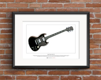 Angus Young’s Gibson SG Limited Edition Fine Art Print A3 size